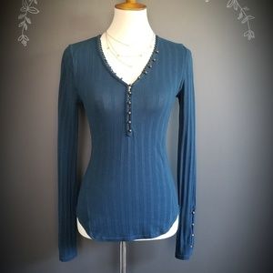 Blue Top with Brass Buttons from Free People